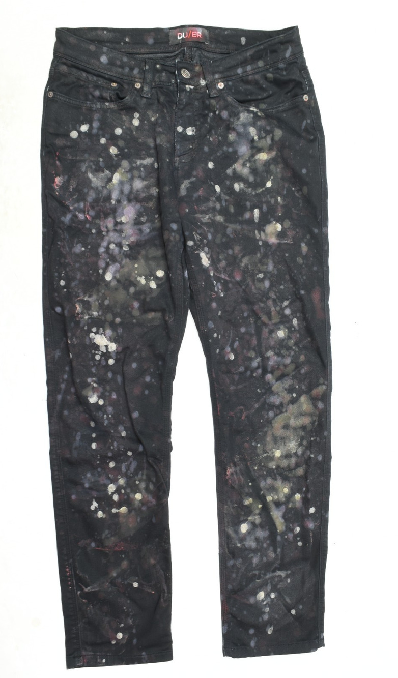 DU/ER N2X Slim Fit Pants Mens 30x32 Black Painted Cotton Stretch Casual